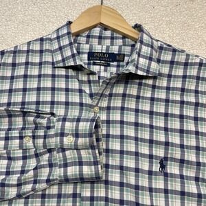 Polo Ralph Lauren Performance Plaid Button Down Shirt Mens XL Blue Green